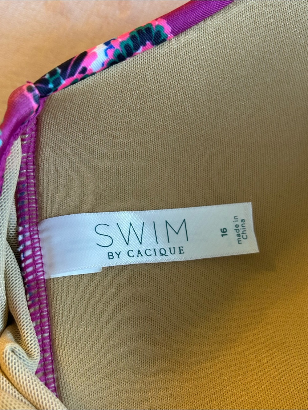 Cacique Swim purple floral print high neck mesh cutout shirrred sides tankini 16 - Picture 5 of 7